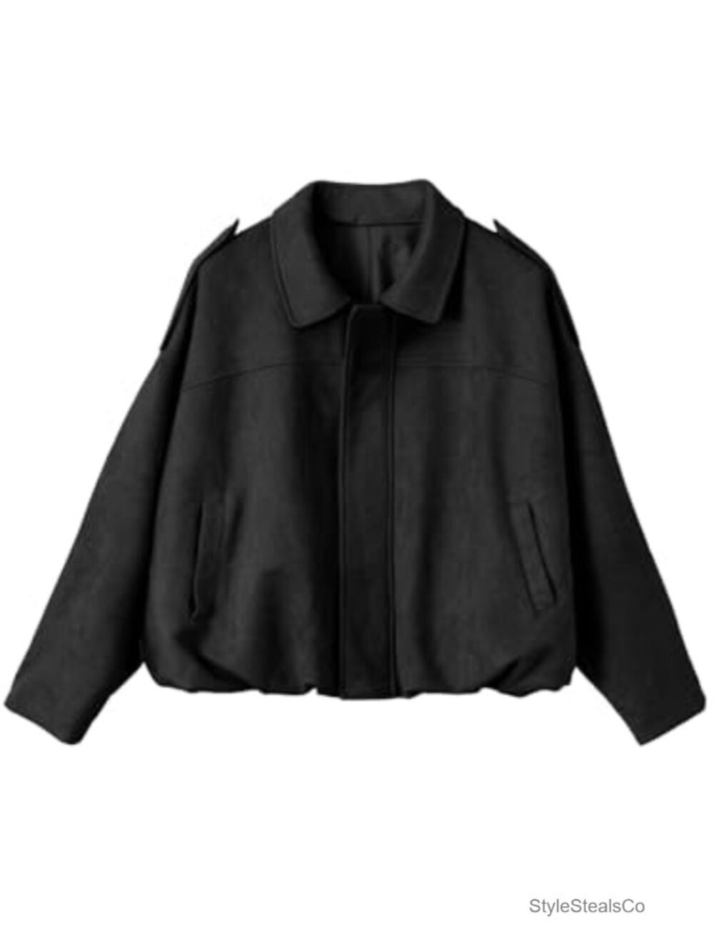 Faux Suede Cropped Bomber Jacket Women's Fall Casual Zip Coat